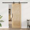vidaXL Sliding Door Natural and Black 73.5 x 198.5 cm Solid Pine Wood
