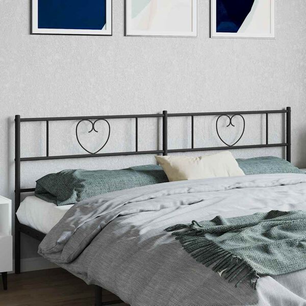 vidaXL Metal Replace Headboard Black 193 cm