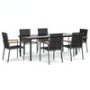 vidaXL 7 Piece Garden Dining Set Black Textilene and Steel