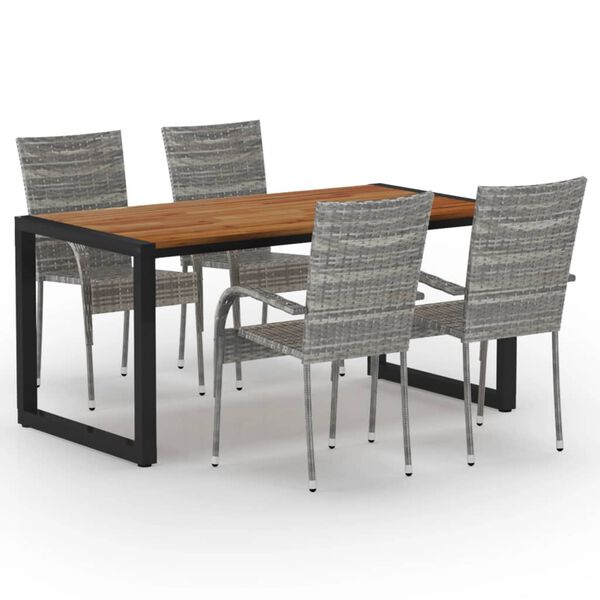 vidaXL 5 Piece Garden Dining Set Grey