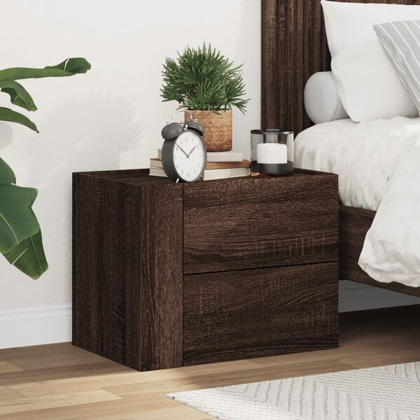 vidaXL Wall-mounted Bedside Cabinet Brown Oak 45x30x35 cm