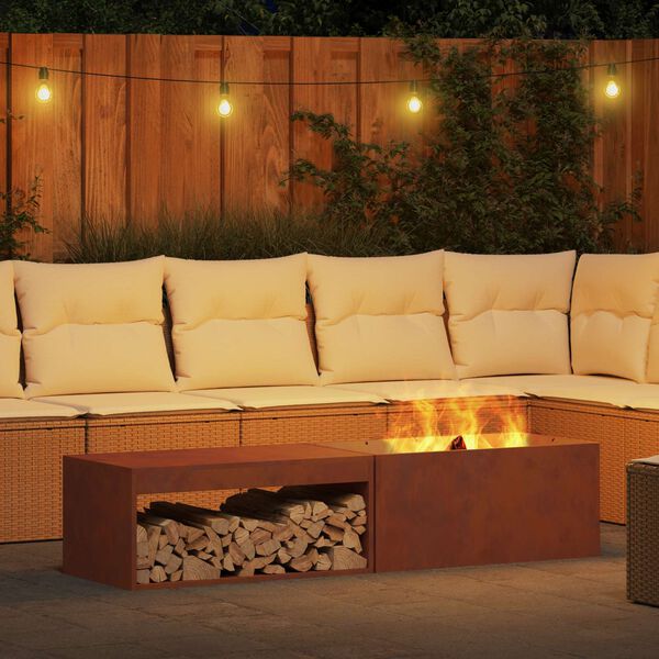 vidaXL Fire Pit Brown 160 x 45 x 35 cm Steel