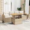 vidaXL 5 Piece Garden Sofa Set with Cushions Beige Poly Rattan Acacia