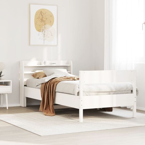 vidaXL Bed Frame without Mattress White 90x200 cm Solid Wood Pine