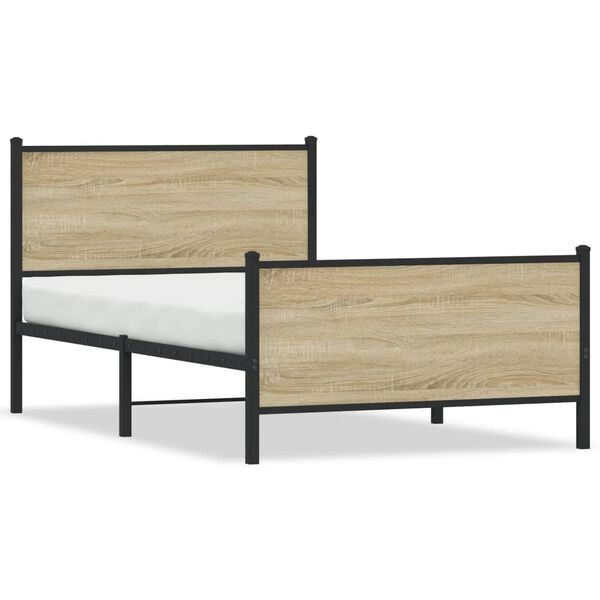 vidaXL Metal Bed Frame without Mattress Sonoma Oak 100x200 cm