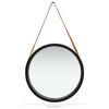 vidaXL Wall Mirror with Strap 50 cm Black