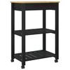 vidaXL Kitchen Trolley Black 88.5 x 40 x 60 cm Solid Pine Wood