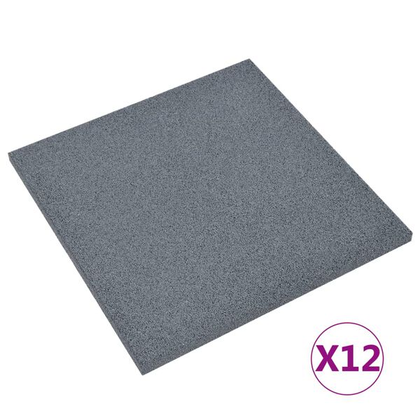 vidaXL Fall Protection Tiles 12 pcs Rubber 50x50x3 cm Grey