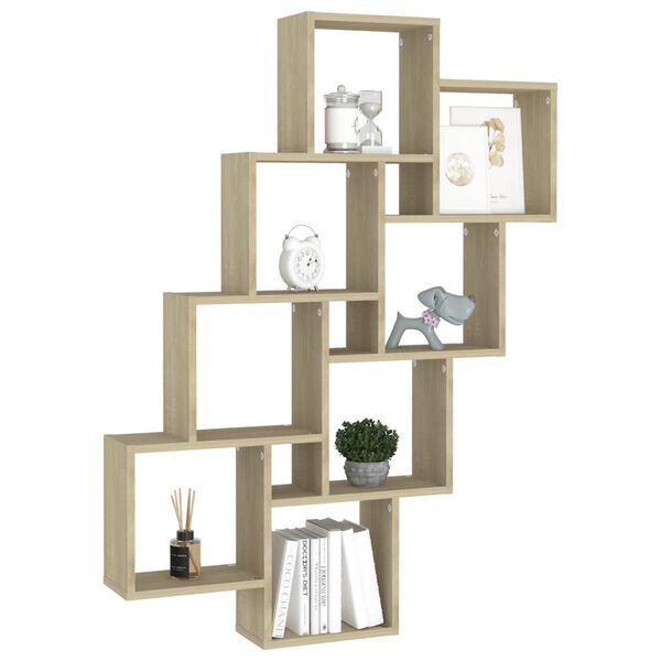 vidaXL Wall Cube Shelf Sonoma Oak 90x15x119 cm Engineered Wood