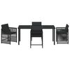 vidaXL Garden Dining Set 5 pcs Black Poly Rattan