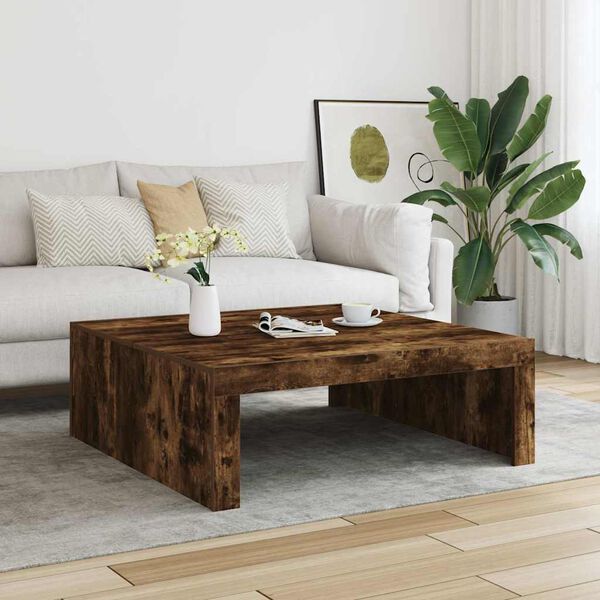 vidaXL Coffee Table Smoked Oak 100x100x35 cm Engineered Wood