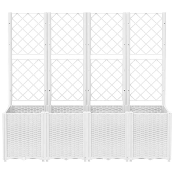 vidaXL Garden Planter with Trellis White 160x40x140 cm PP