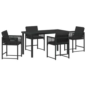 vidaXL Garden Dining Set 5 pcs Black Poly Rattan