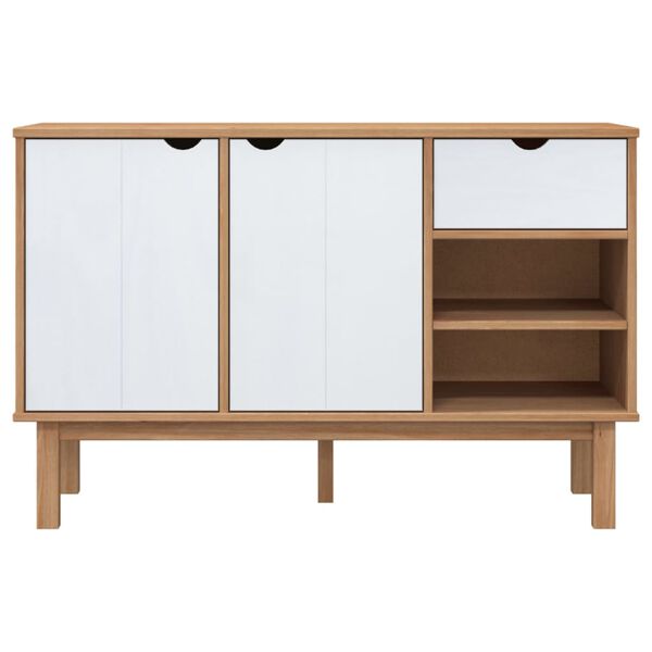 vidaXL Sideboard OTTA Brown and White 114x43x73.5 cm Solid Wood Pine