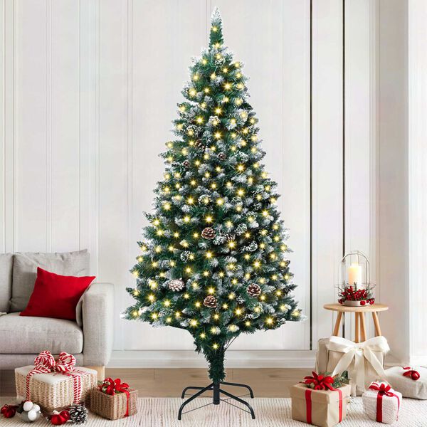vidaXL Artificial Christmas Tree with 300 LEDs with Stand Green 180 cm