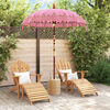 vidaXL Balinese Parasol Pink (180-190) x 260 cm Cotton and Wood