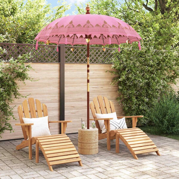 vidaXL Balinese Parasol Pink (180-190) x 260 cm Cotton and Wood
