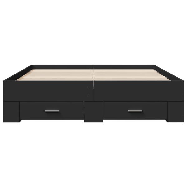 vidaXL Bed Frame with Drawers without Mattress Black 140x190 cm