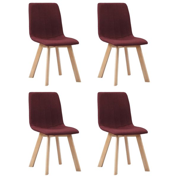 vidaXL Dining Chairs 4 pcs Wine Red Fabric