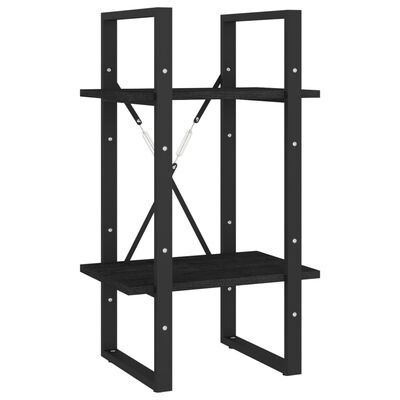 vidaXL 2-Tier Book Cabinet Black 40x30x70 cm Solid Pine Wood