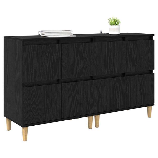 vidaXL Sideboards 2 pcs Black Oak 60 x 35 x 70 cm Engineered Wood