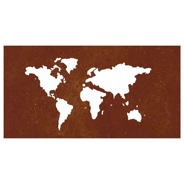 vidaXL Garden Wall Decoration 105x55 cm Corten Steel World Map Design