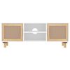 vidaXL TV Cabinet White 105x30x40 cm Solid Wood Pine&Natural Rattan