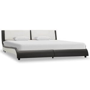 vidaXL Bed Frame Grey and white 160 x 200 cm Artificial Leather