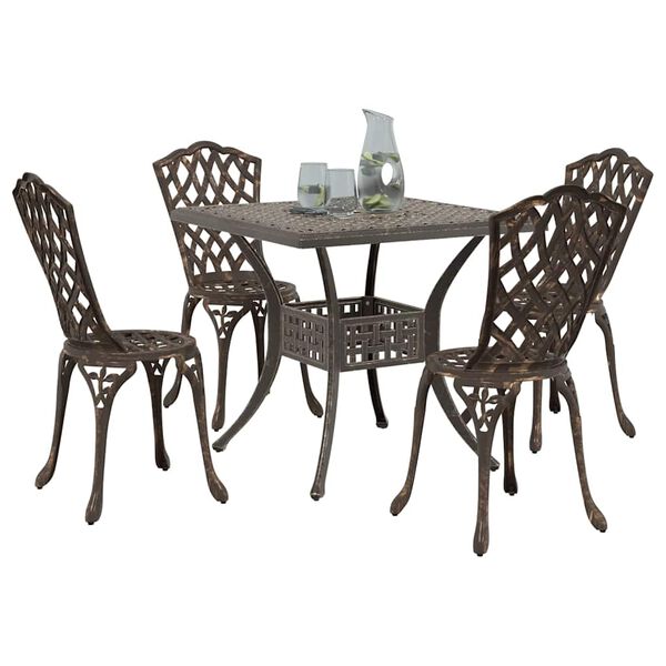 vidaXL Garden Table Set 5 pcs Bronze Cast Aluminium