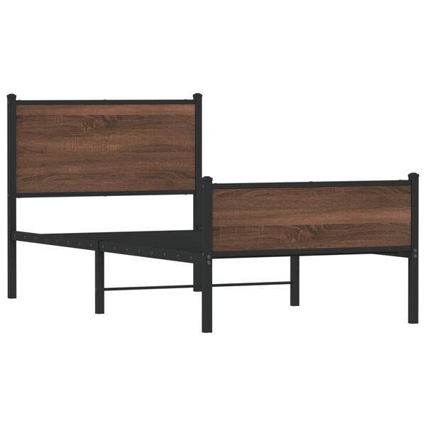 vidaXL Metal Bed Frame without Mattress Brown Oak 90x200 cm