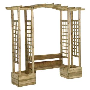 vidaXL Pergola | Green | Solid Pine Wood | 230 x 60 x 198 cm | Planters