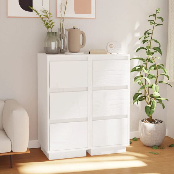 vidaXL Sideboards 2 pcs White 32x34x75 cm Solid Wood Pine