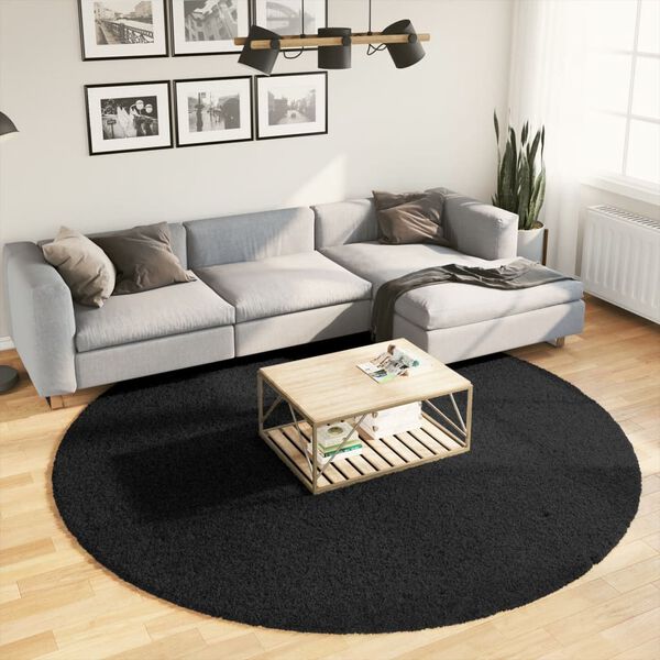 vidaXL Shaggy Rug PAMPLONA High Pile Modern Black &Oslash; 240 cm
