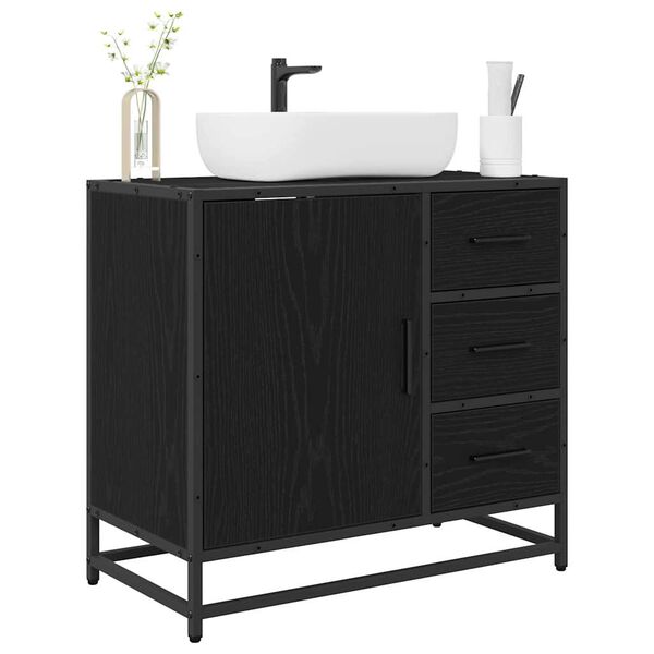 vidaXL Bathroom Cabinet Black Oak 65 x 33 x 60 cm Engineered Wood