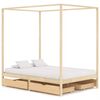 vidaXL Canopy Bed Frame without Mattress Solid Pine Wood 140x200 cm