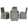 vidaXL Garden Dining Set with Cushion 5 pcs Grey Poly Rattan