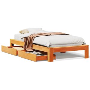 vidaXL Bed Frame without Mattress Wax Brown 90x190 cm Single Solid Wood Pine