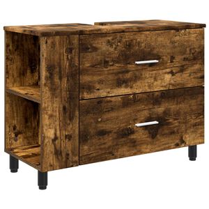 vidaXL Bathroom Vanity Unit Smoked Oak 80 x 35 x 60 cm Engineered Wood