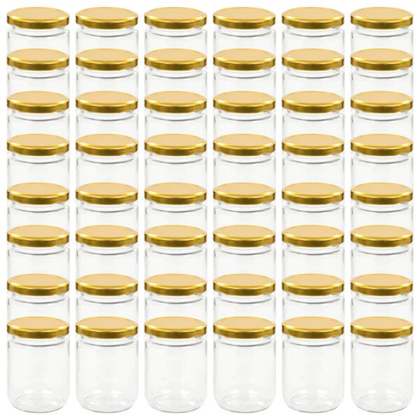 vidaXL Glass Jam Jars with Gold Lid 48 pcs 230 ml