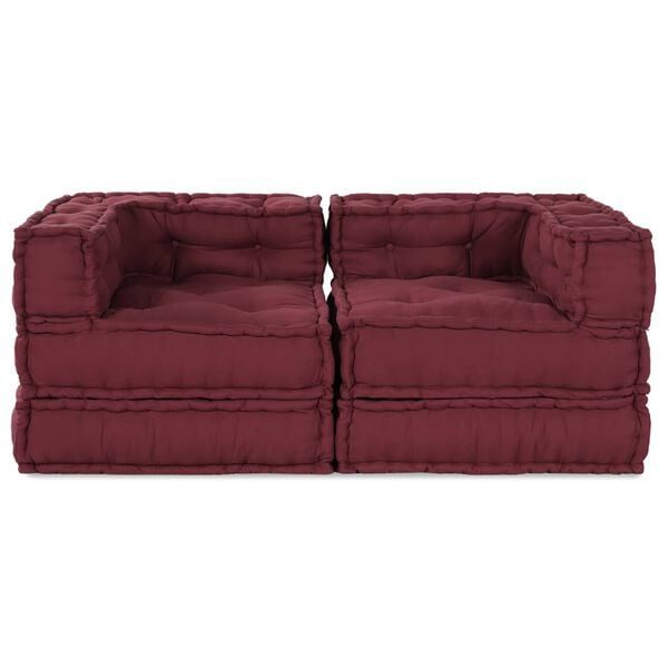 vidaXL Modular Sofa 2 pcs Maroon 140 x 70 x 56 cm Fabric