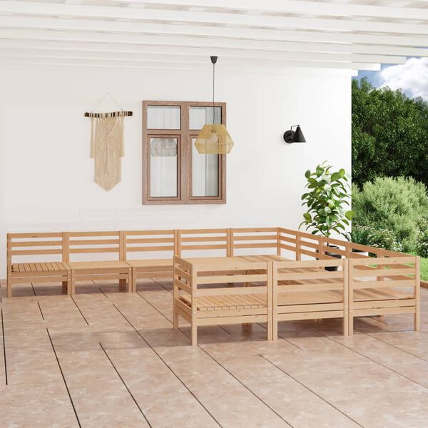 vidaXL 11 Piece Garden Lounge Set Solid Wood Pine