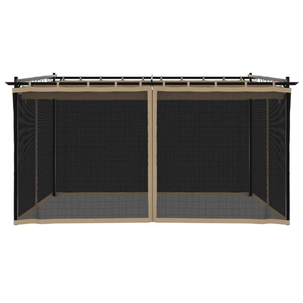 vidaXL Gazebo with Mesh Walls Taupe 4x3 m Steel