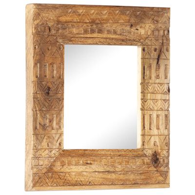 vidaXL Hand-Carved Mirror 50x50x2.5 cm Solid Mango Wood