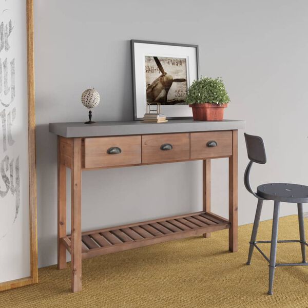 vidaXL Console Table 110x35x80 cm Solid Wood Fir
