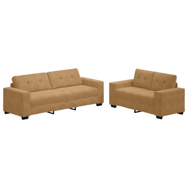vidaXL Sofa 2 pcs Brown 221 x 80 x 80 cm Fabric