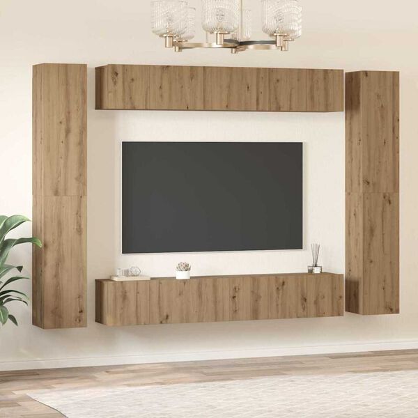 vidaXL TV Cabinet Set Wall-mounted 10 pcs Artisan Oak Engineered Wood