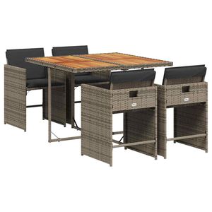 vidaXL Garden Dining Set | Grey | Poly Rattan | Medium | Collapsible