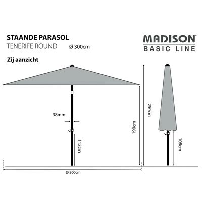 Madison Parasol Tenerife 300 cm Round Apple Green