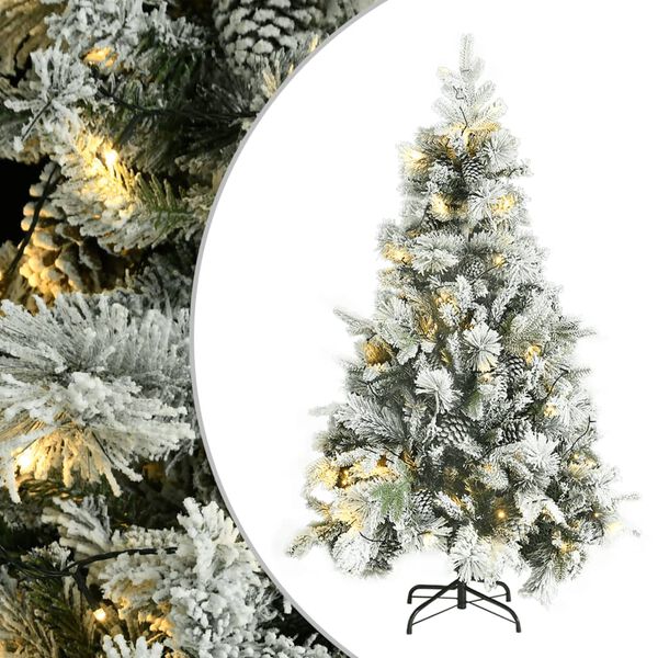 vidaXL Pre-lit Christmas Tree with Flocked Snow&Cones 120 cm PVC&PE