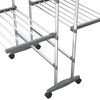 vidaXL 2-Tier Laundry Drying Rack with Wheels Silver 60x70x106 cm
